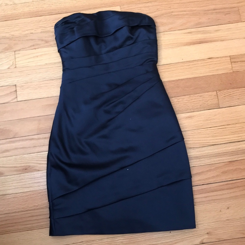David’s Bridal Navy strapless dress